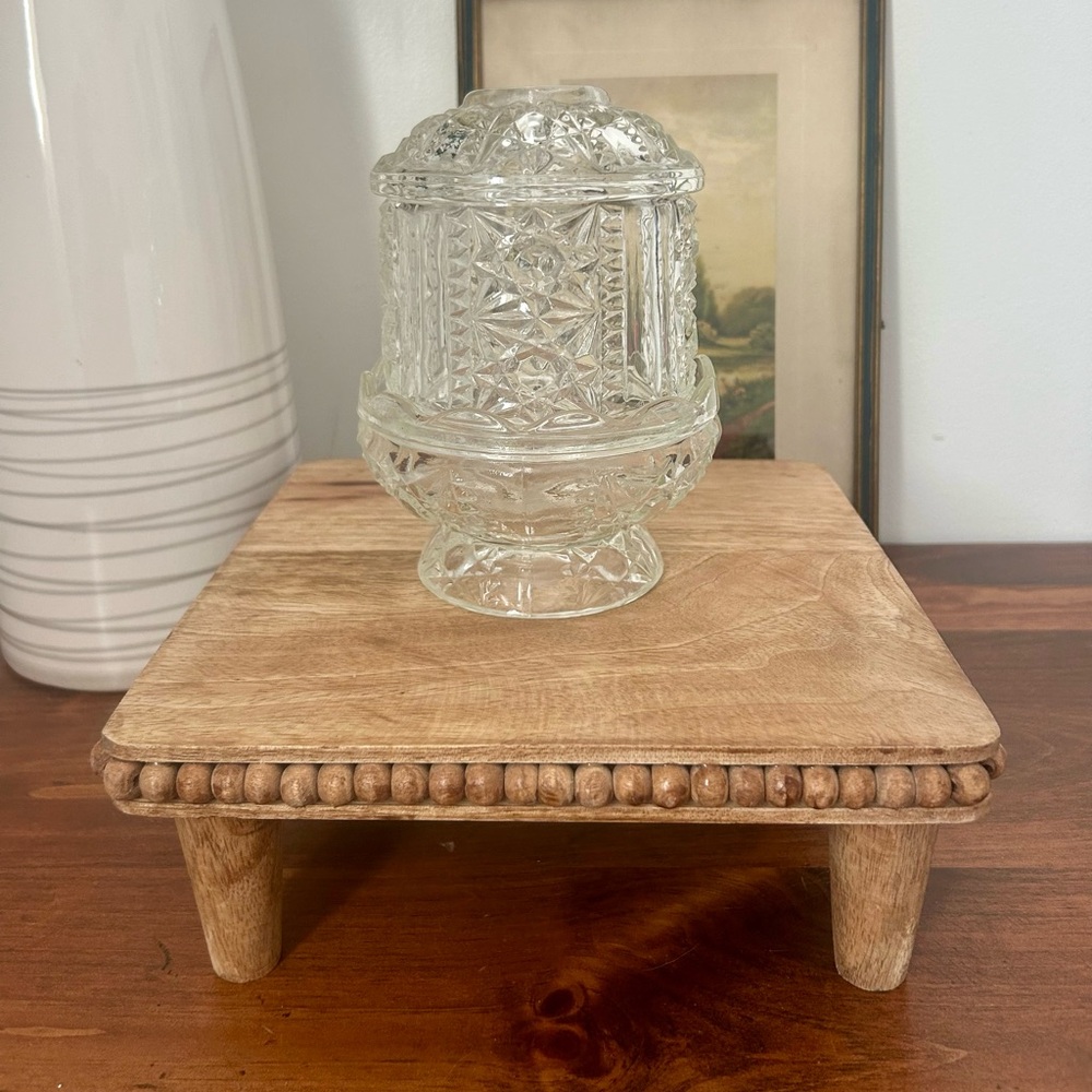 Indiana Glass Stars and Bars Clear Fairy Lamp